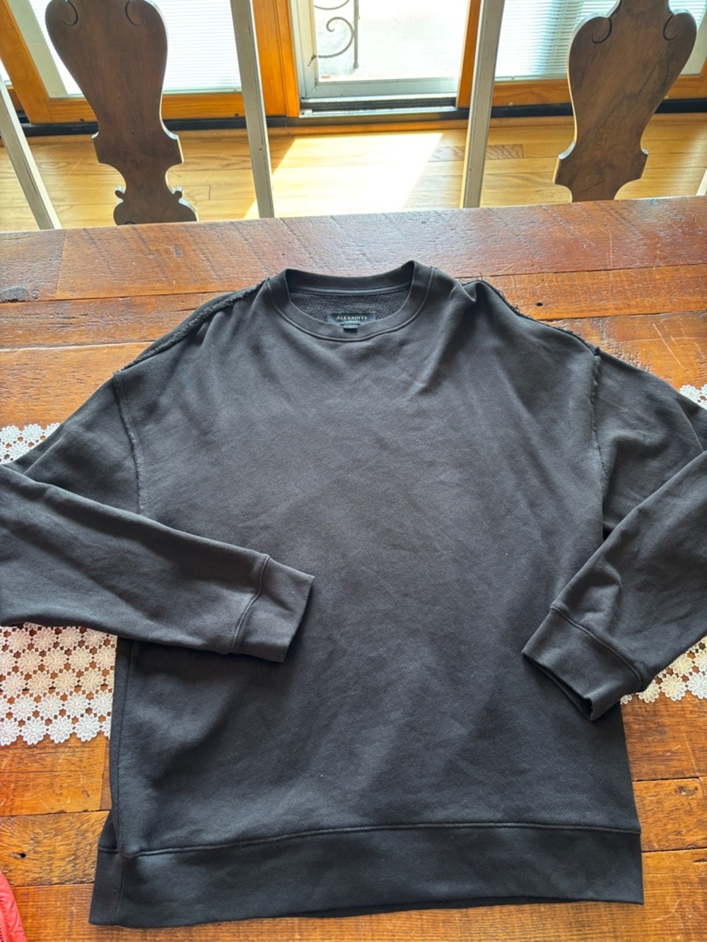 AllSaints Woman’s  Black Crewneck Pullover Sweatshirt Size XS.